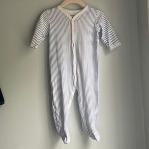 Roller Rabbit blue and white triped footie. Size 6-9 months.